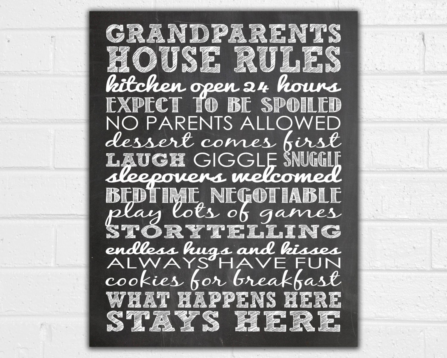 Grandparents House Rules Chalkboard Sign Family Rules Art