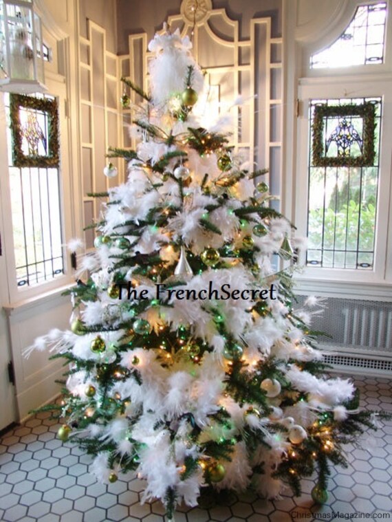 christmas white feather garland decoration ornament wreath country christmas tree decoration