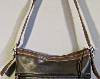 Vintage TIGNANELLO BLACK Cross Body leather bag messenger/cross body/purse brown strap/trim