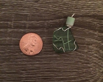 Green sea glass charm