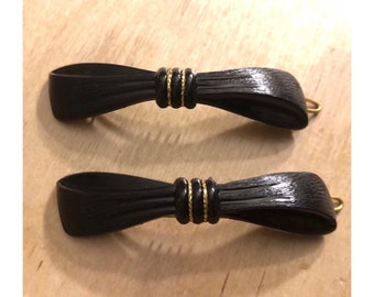 1970's Deadstock Hair Barrettes, Vintage Bow Barrettes, Black Bow Bsrrettez, French Hair Accessories, Absolutrly Gorgeous!