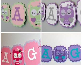 Owl Baby Shower/Baby Girl Owl Birthday Banner / It's a Girl Banner/Girl Owl Banner/ Owl Banner/ Girl Owl Party Supplies / Purple Teal Owl