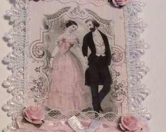 Wedding Tag, Vintage Tag, Bridal Shower Tag, Bride and Groom Tag, Lace Tag, OOAK