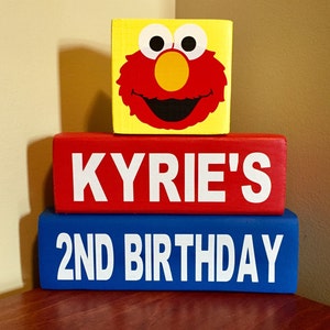 Elmo Sesame Street Personalized Birthday Sign Happy Birthday Decorations Wood Block Decor Banner
