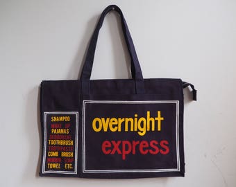 1970s "Overnight Express" Zippered Canvas Tote Bag