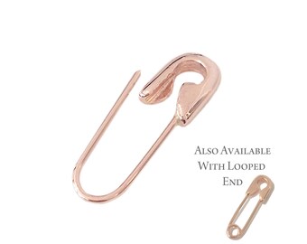 Safety Pin Brooch, 14K Solid Gold XS Size ~ In Stock! Ready to Ship! (3D Real Safety Pin Style Lapel Pins in Fabrics, Great Gifts for All)