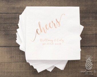 Cheers Newlyweds | Customizable Wedding Cocktail Napkins