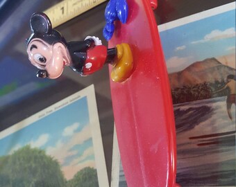 Vintage Disney Mini Surfers Mickey Mouse windup water toy wind up surfing rubber band plastic floating bath