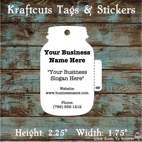 Price Tag Hang Tag Mason Jar Perforated Custom #639 - Quantity: 30 Tags