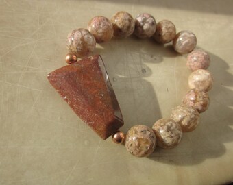 pink Moss Agate Ocean Jasper Bracelet