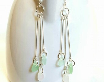 GENUINE Sea Glass Earrings, Beach Glass Earrings, Beach Earrings, Seaglass Earrings, Real Beach Glass, Real Sea Glass, Sterling Silver