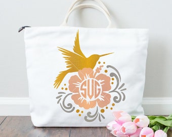 Hummingbird Monogram Frame humming bird SVG dxf Files for Cutting Machines like Silhouette Cameo and Cricut, Commercial Use Digital Design