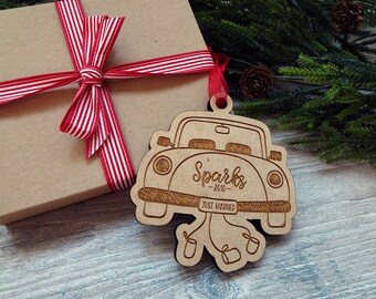 Just Married Ornament Personalized - First Christmas Married Ornament - Christmas Ornament Personalized - Christmas Gift for Couple