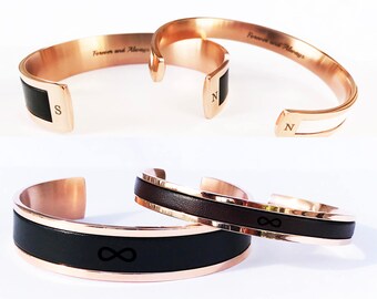 Couple Bracelets Wedding Gift Personalized Gift For Couples Wedding Gift Set Couples Jewelry for Couples Gift Rose Gold Custom Engraving