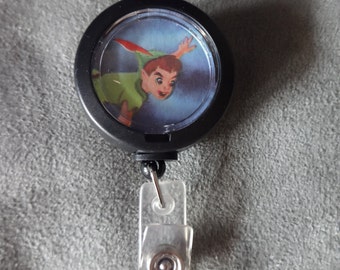 Vintage Peter Pan Badge Reel with Retractable Cord