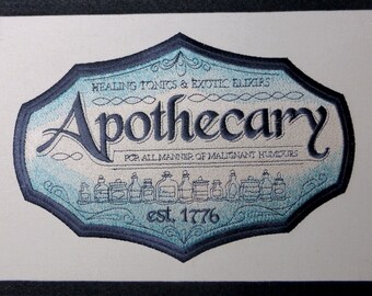 Steampunk /Victorian Embroidered Apothecary Wall Hanging Sign