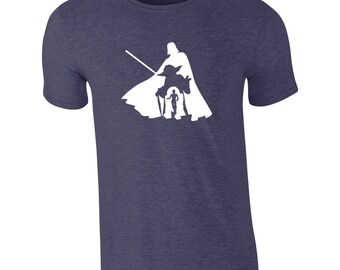 Mens 4 en 1 Silhouette Star Wars T-shirt comportant Darth Vader, Yoda, R2D2 et C3P0. Choix de 11 couleurs de T-shirt, Gg1025