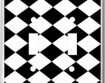 Diamond Pattern Black and White Light Switch Cover Plate or Outlet Home Decor Free Shipping in U.S.!!!