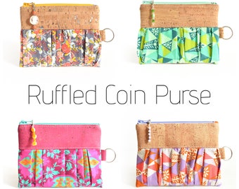 Cork Leather Ruffled Coin Purse