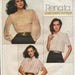 Vogue 2185 / French Boutique / Vintage Designer Sewing Pattern By Renata / Blouse Shirt Top /Size 12 Bust 34