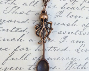 Copper Octopus Spoon Chain Necklace