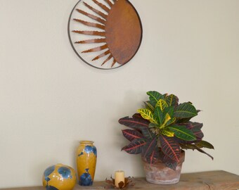 Twelve Ray Sun Metal Wall Sculpture Housewarming Gift