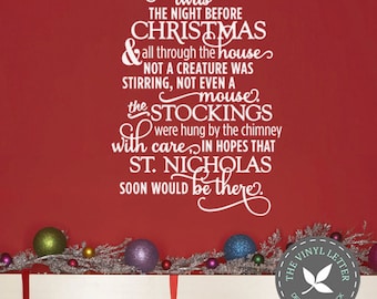 Twas the Night Before Christmas Stockings Vinyl Sign Wall Home Decor Holiday Decal Sticker