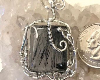Black Rutilated Quartz Pendant Necklace