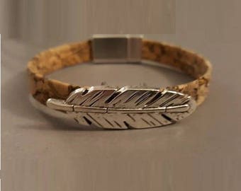 Mens bracelet creation "Feather" Cork