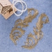 1 Pair Gold Embroidery Leaf Lace Applique DIY Trim Appliques Patch Clothing Accessories, WL1591