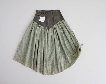 denim floral skirt | country romance skirt | green floral skirt