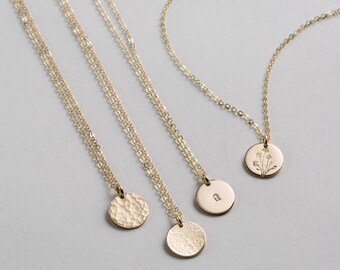 Simple Necklace in 14k Gold Fill, Silver, Rose Gold • SMALL DISK Necklace • Delicate Circle Tag Necklace, Personalized Coin, Disc • LN209