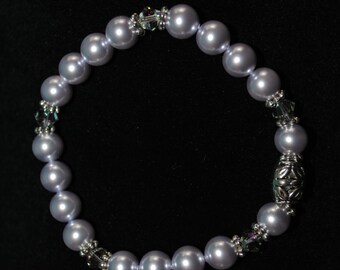 Swarovski Crystal and Pearl Bracelet in Lavender