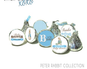 PETER RABBIT baby shower kiss stickers - Beatrix Potter kiss stickers ~ for Hershey's Kisses® Chocolate (108 stickers)