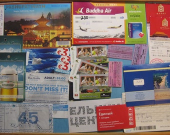 Set 21 Assorted Tickets Mixed - Altered Art - Assemblage - Scrapbooking - Smash Book – Collage