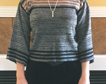 Striped Wide Sleeve Sweater Top