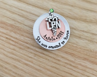 Registered Nurse Pin - LPN Pinning Ceremony - Custom Stacked Nurse Pin - LPN Personalized Nurse Brooch - Nurse Pin - Nursing School Graduate