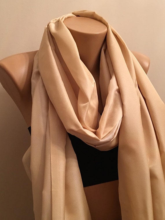 Items similar to Cream Glossy Light Scarf, Cream Shawl, Trendy Scarf