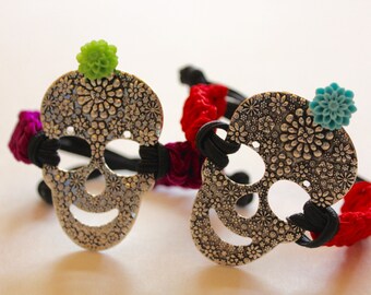 Handmade Sugar Skull Woven Bracelet-Flower-Cord-Day of the Dead-Halloween-Disney Coco Inspired-Fiesta-Cinco de Mayo-Goth-Hipster-Rock & Roll