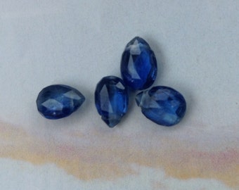 4 Superior Quality Kyanite Briolettes, 8mm, Navy Blue Gemsotne, Genuine Kyanite, Natural Kyanite Gemstone