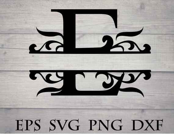 Split initial svg / split letter E monogram svg split