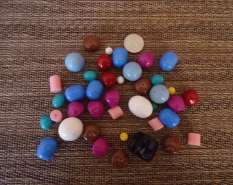 Lot of Vintage, New Old Stock, Mixed Color, Shape and Size Lucite Beads, 3 oz., Jewelry Design, Craft Component, Beading Supply