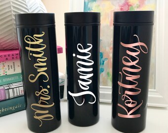 Black Travel Mug | Travel Mug Personalized | Name Mug | Teacher Travel Mug | Travel Coffee Mug | Rose Gold Mug