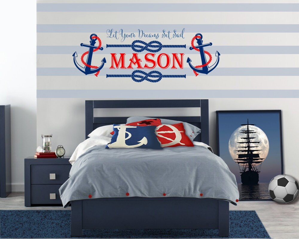 Nautical Themed Personalized Custom Name Vinyl Wall Decal