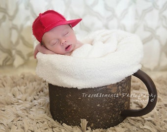 NEW red newborn boy hat, newborn baseball cap newborn photo prop soft red denim baby boy hat