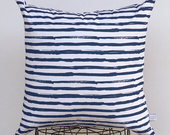 Navy striped pillow cover