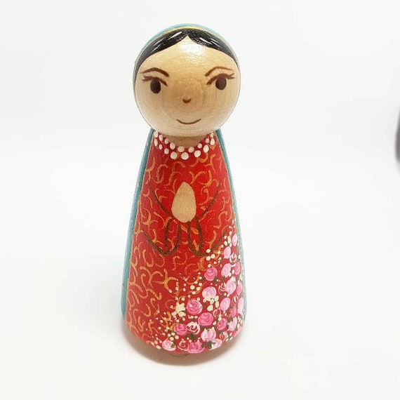 Our Lady of Guadalupe Peg Doll// Mary Peg Doll// Wooden Toy