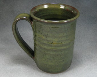 Large Coffee Mug Green 16 Ounce Ceramic Coffee Mug Green Ceramic Cup Pottery Coffee Mug Hand Thrown Stoneware Pottery A