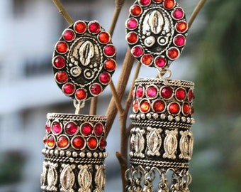 Indian jewelry, traditional jewelry,Afghani crystal stone studded earrings