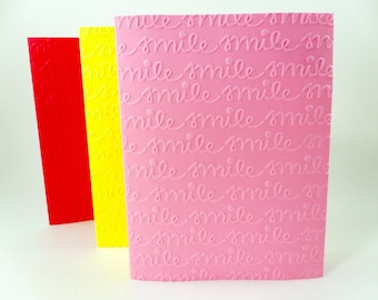 Smile Blank Cards, Embossed Cards Smile, Smile Embossed Cards, DIY Cards Smile, Script Smile Cards, Dentist Cards, A2 Blank Card Set of 6